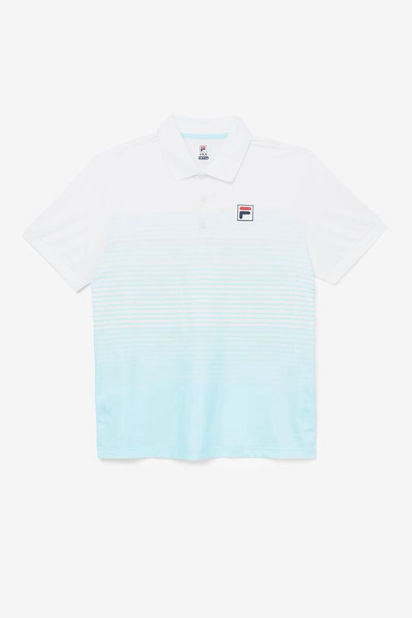 Fila Legends Ombre Stripe Men's Polo Shirts - White/Stripes,NZ 781-25063
